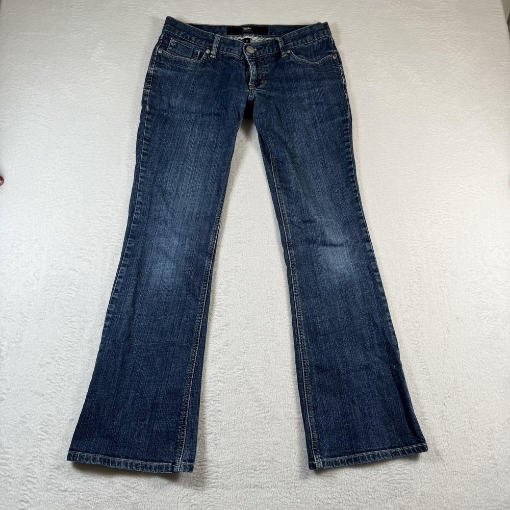 Mossimo‎ Premium Denim Jeans Womens 6 Blue flare  Medium Wash Mid Rise Bootcut